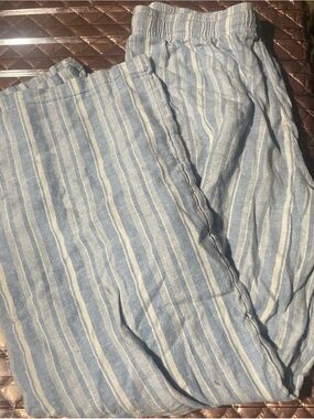 Roxy Light Blue and White Striped Summer Pants